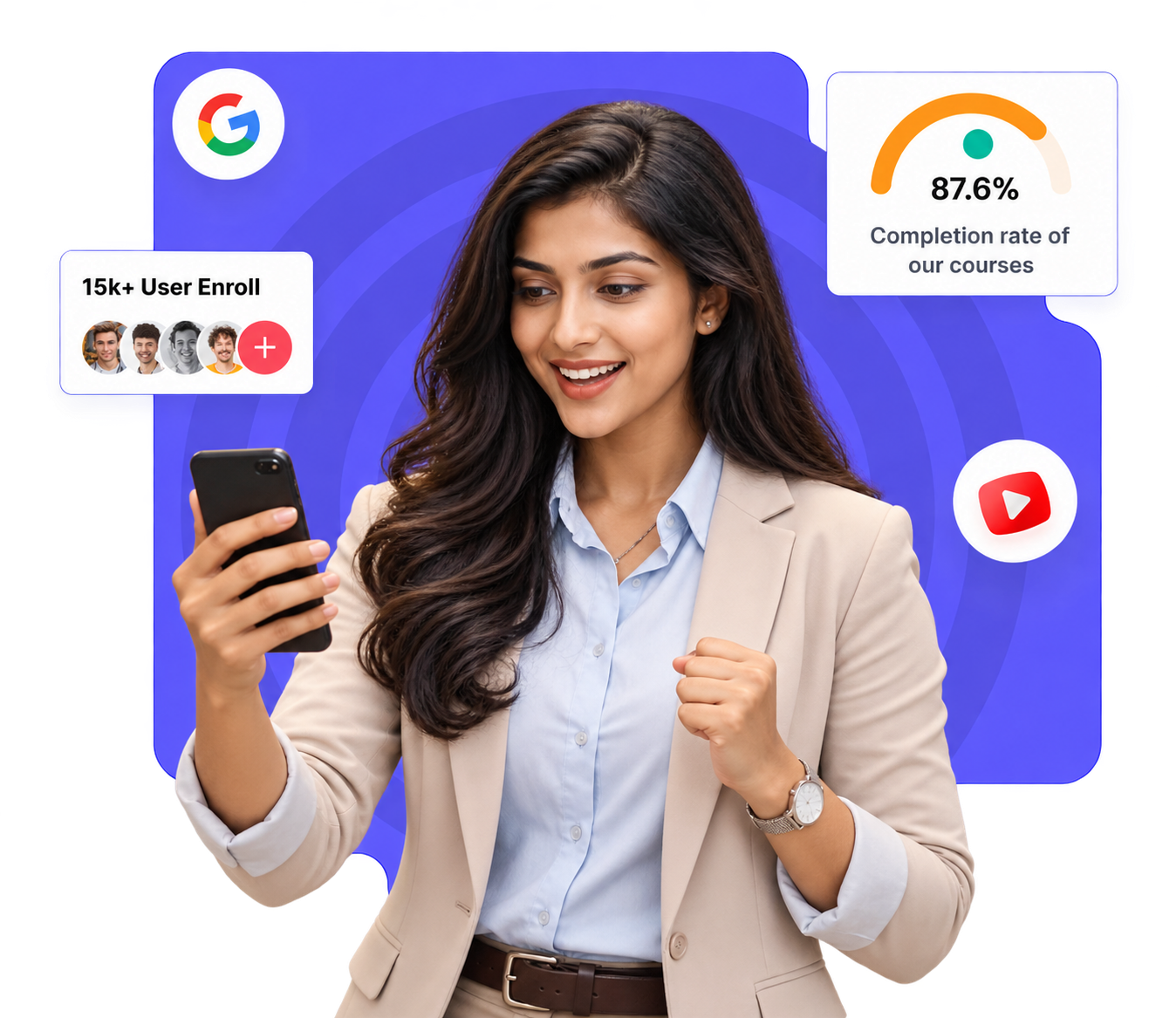 Learner using the Works Program mobile learning dashboard